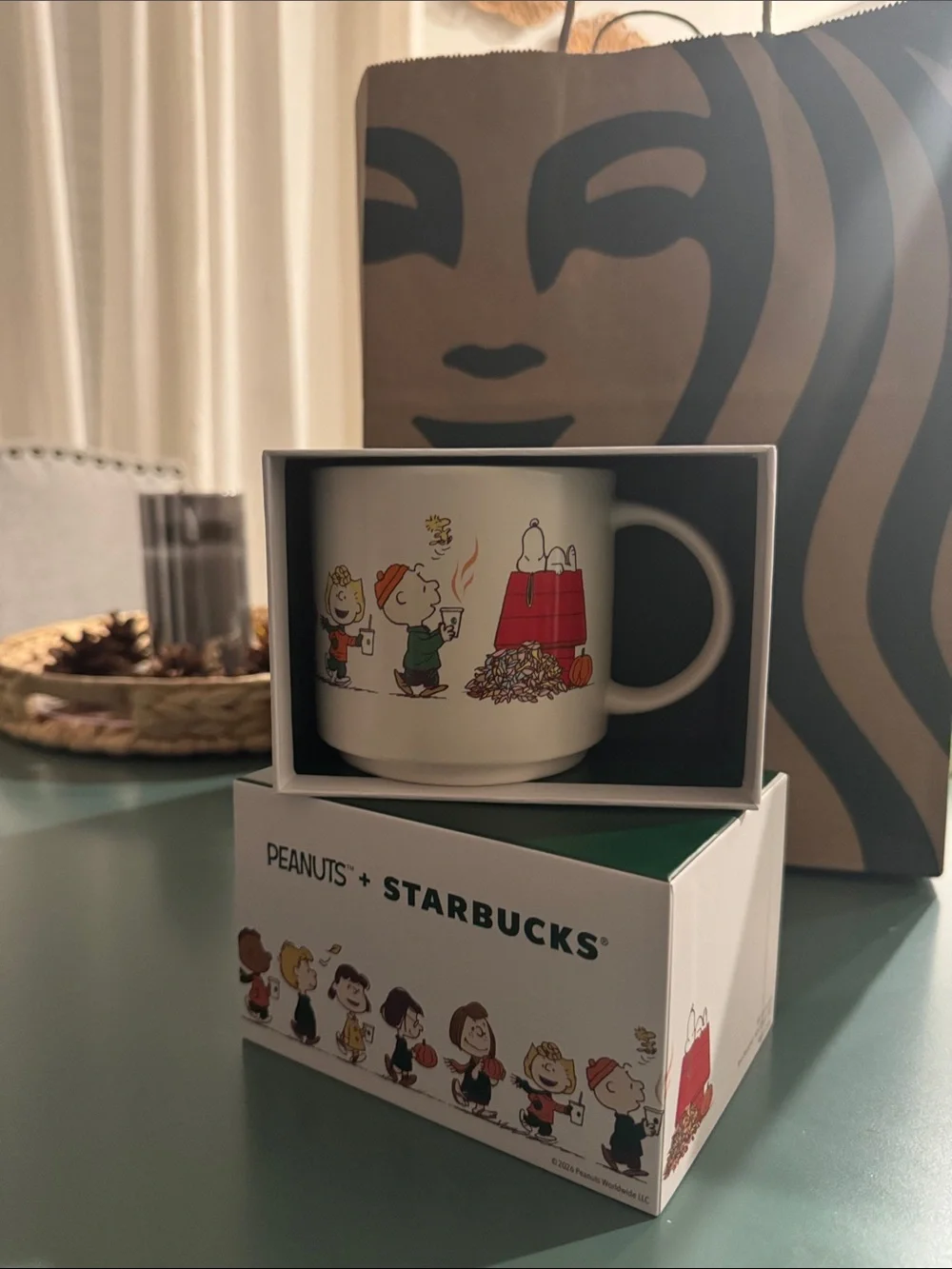 Starbucks White Peanuts Kids Mug with Colorful Snoopy & Friends Artwork